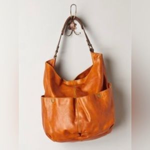 Anthropologie Holding Horses Leather Traveler Tote in Dark Orange